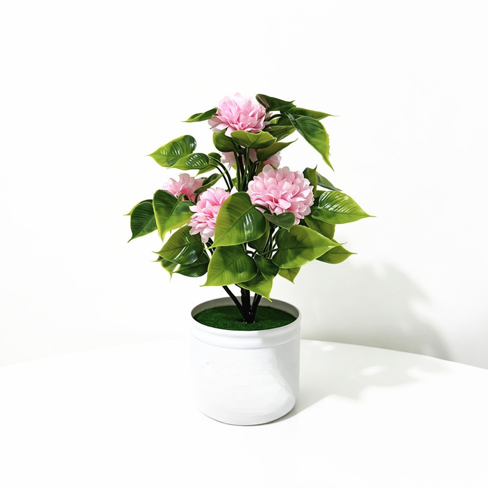 Bonsai Garden Design - 家庭用、庭用、テーブルや棚に飾るのに最適な、丸い鉢に入った人工菊。サイズは25cm x 15cm。リアルな質感のデザイン。