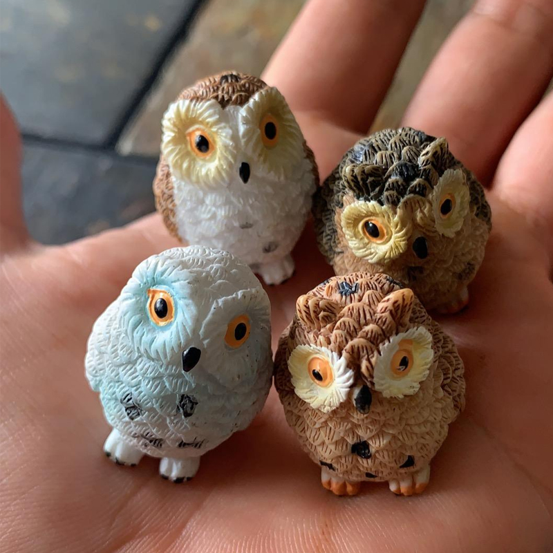 4 個樹脂ミニフクロウミニチュア動物置物 DIY マイクロ風 - Bonsai Gardenia のレビューと価格