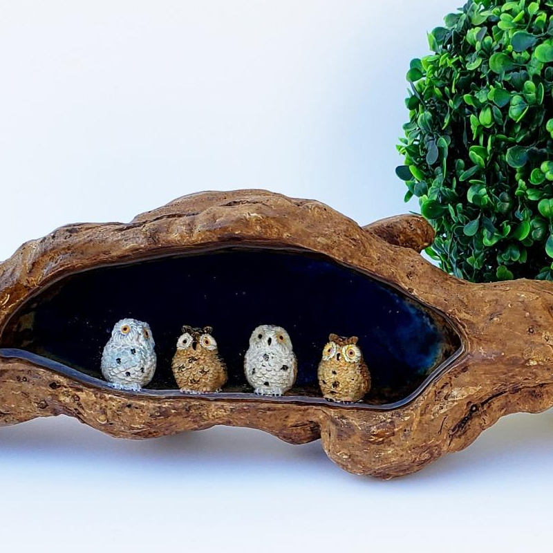 4 個樹脂ミニフクロウミニチュア動物置物 DIY マイクロ風 - Bonsai Gardenia のレビューと価格