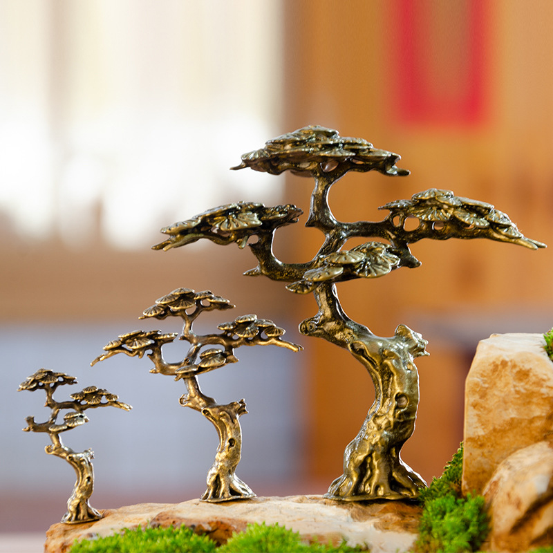 ミニウェルカムパインミニチュア置物銅小さなフェイクツリー装飾 - Bonsai Garden Mini のレビューと価格