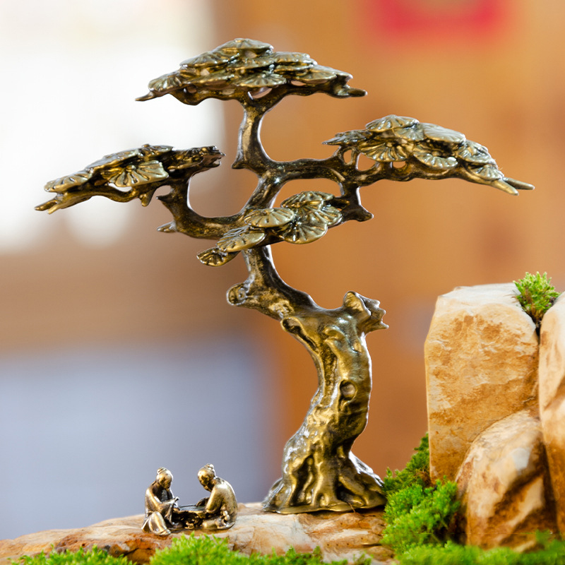 ミニウェルカムパインミニチュア置物銅小さなフェイクツリー装飾 - Bonsai Garden Mini のレビューと価格